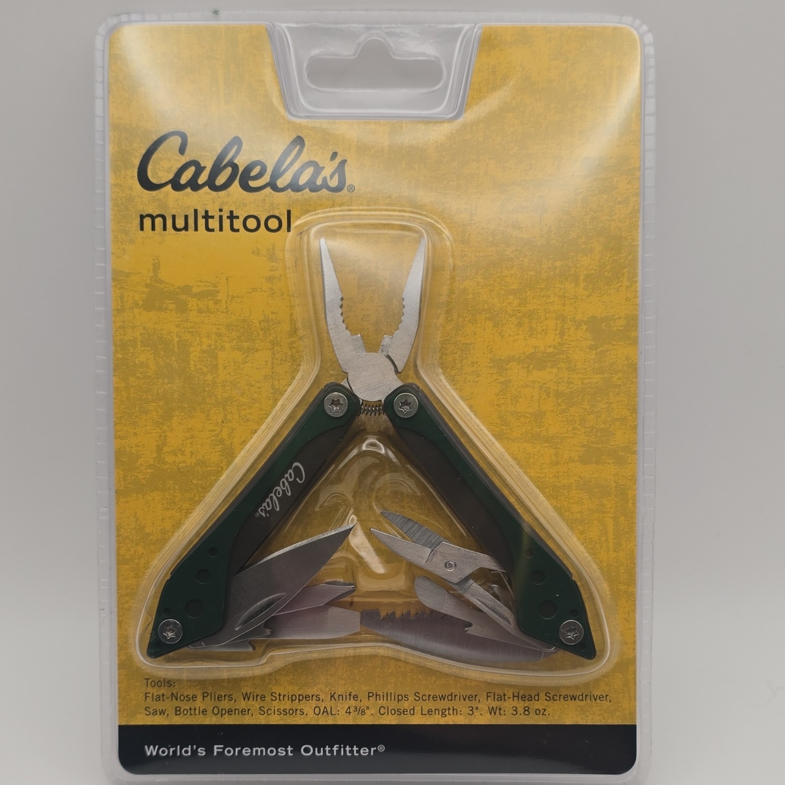 Cabela’s 8-Tool Multi-Tool Pliers, Stainless Steel Green/Silver w/ Sheath