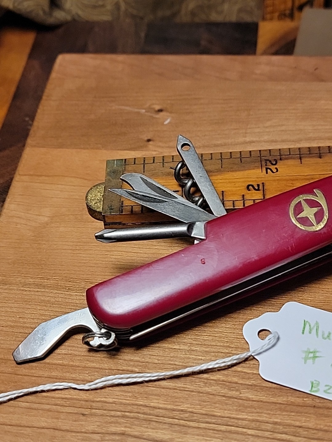 Red Multi Tool Gold Emblem Camp Hunt Work Pocket Knife