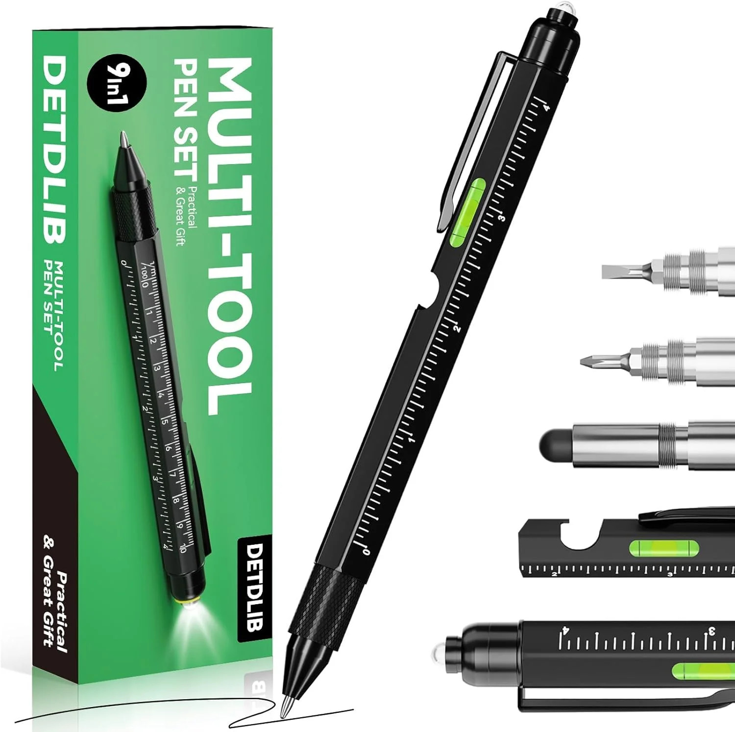 9-in-1 Multitool Pen with LED Light, Stylus, Level, Screwdriver, Fathers Day Dad