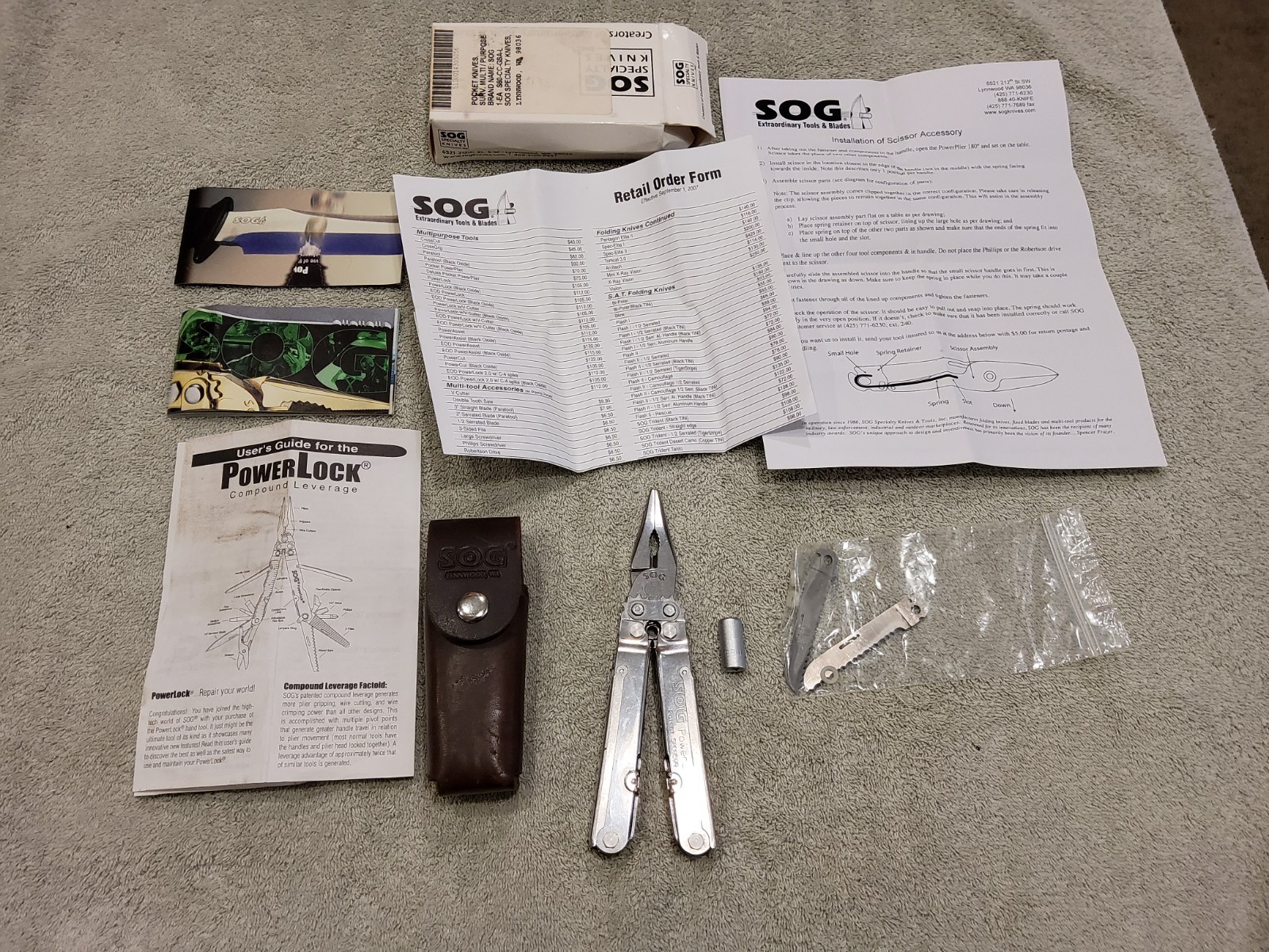 SOG PowerLock Multi Tool Leather Pouch VTG 90s USA Made Excellent Used Condition