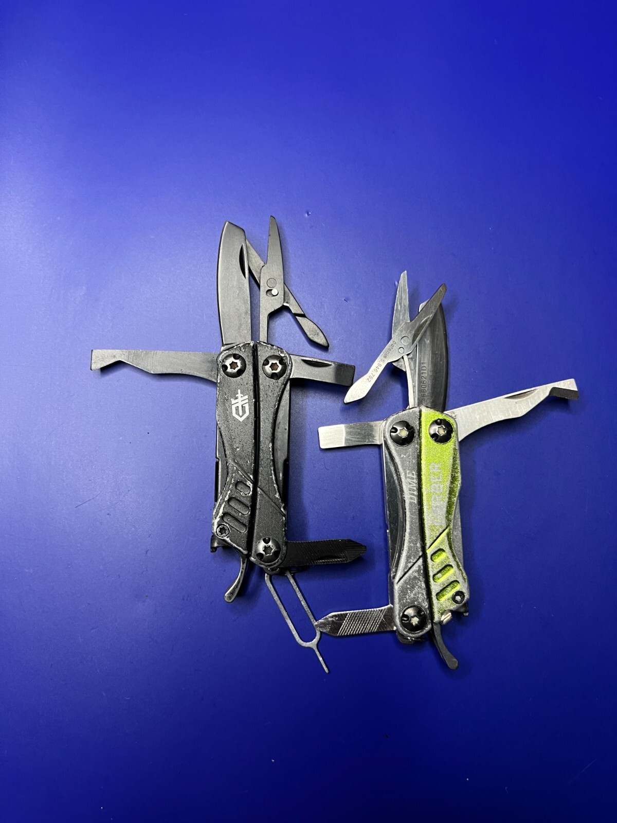 Lot of 2 Gerber Dime Multi-Tools Small Keychain Pliers Knife File Scissors