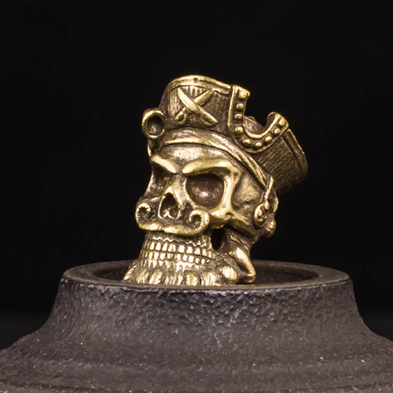 Outdoors DIY Brass Pirate Skull Knife Beads Lanyard Necklace Pendants EDC Tools