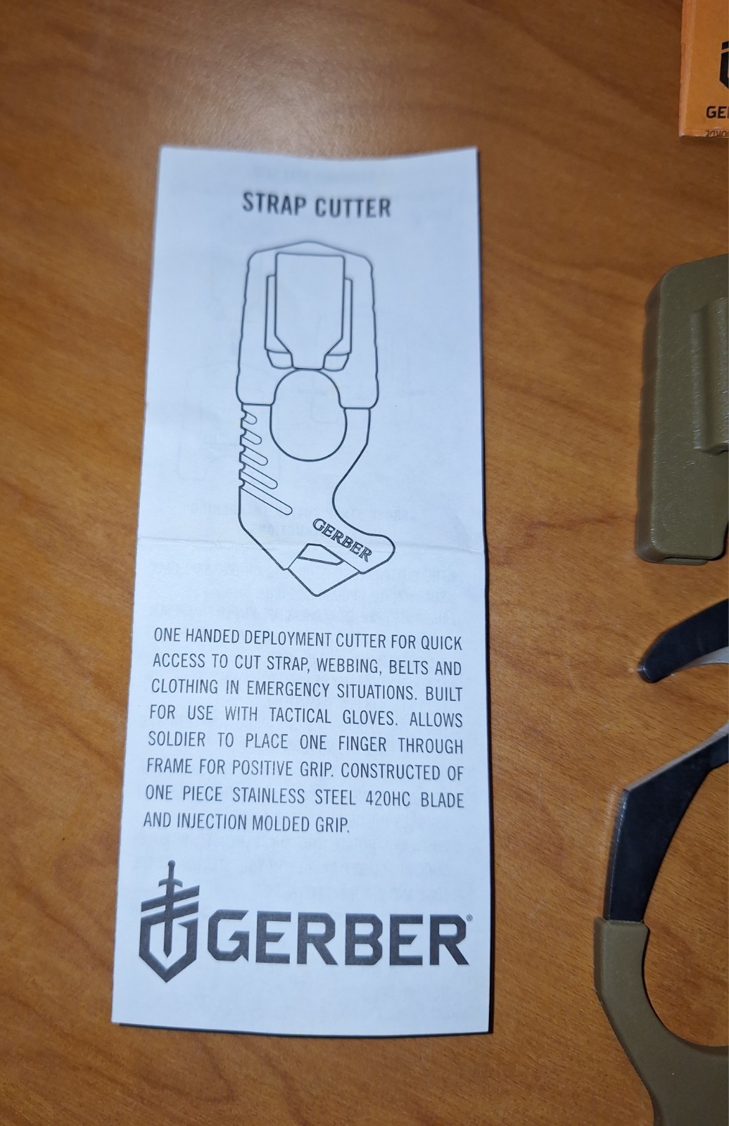 Military Surplus Gerber Strap Cutter/Glass Breaker Coyote Brown Belt/Malice Clip