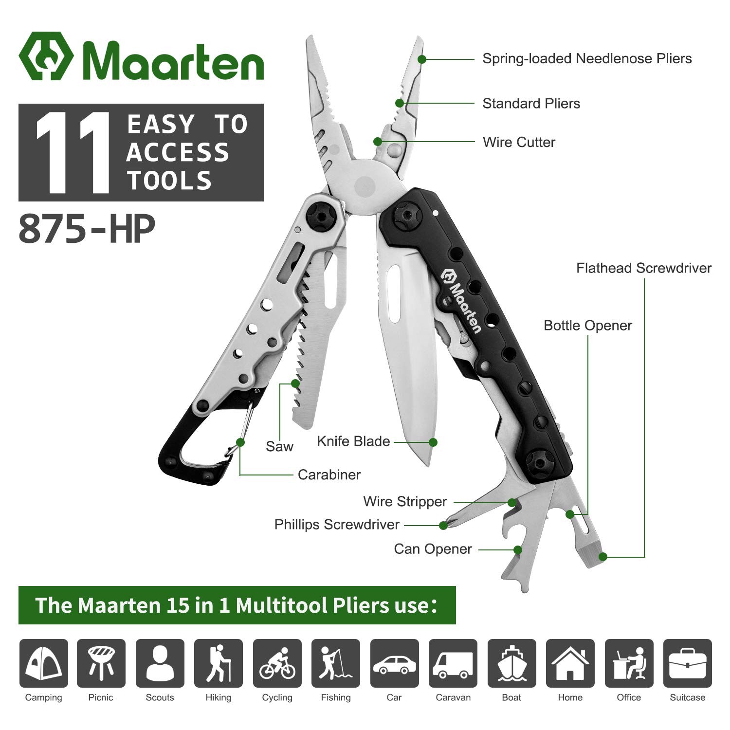 Multi-Function Pliers, 11 in 1 Small Carabiner Multitool Tool, Foldable …