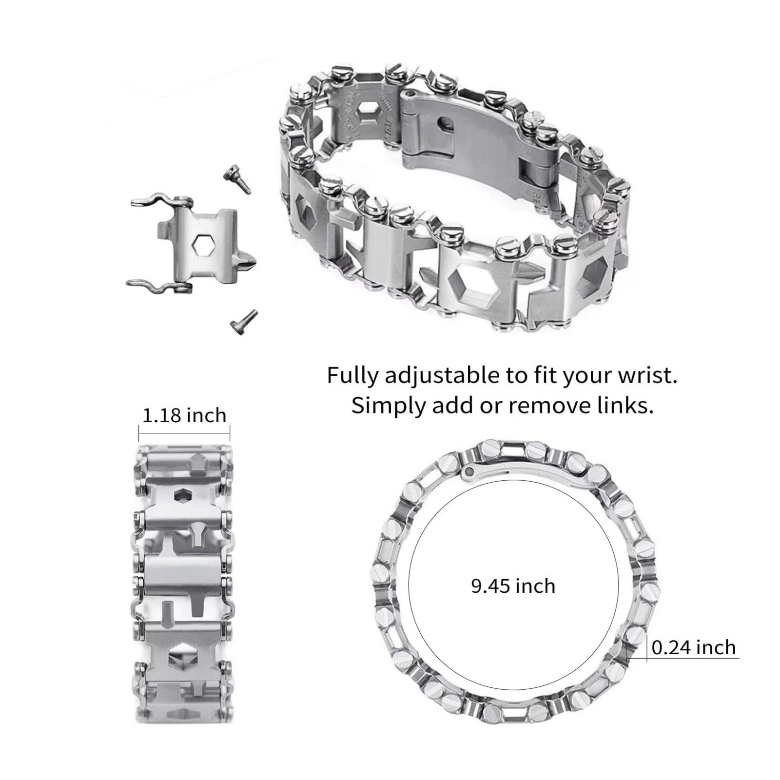 29-in-1 Multitool Bracelet for Men & Women – Stainless Steel Survival Wristband