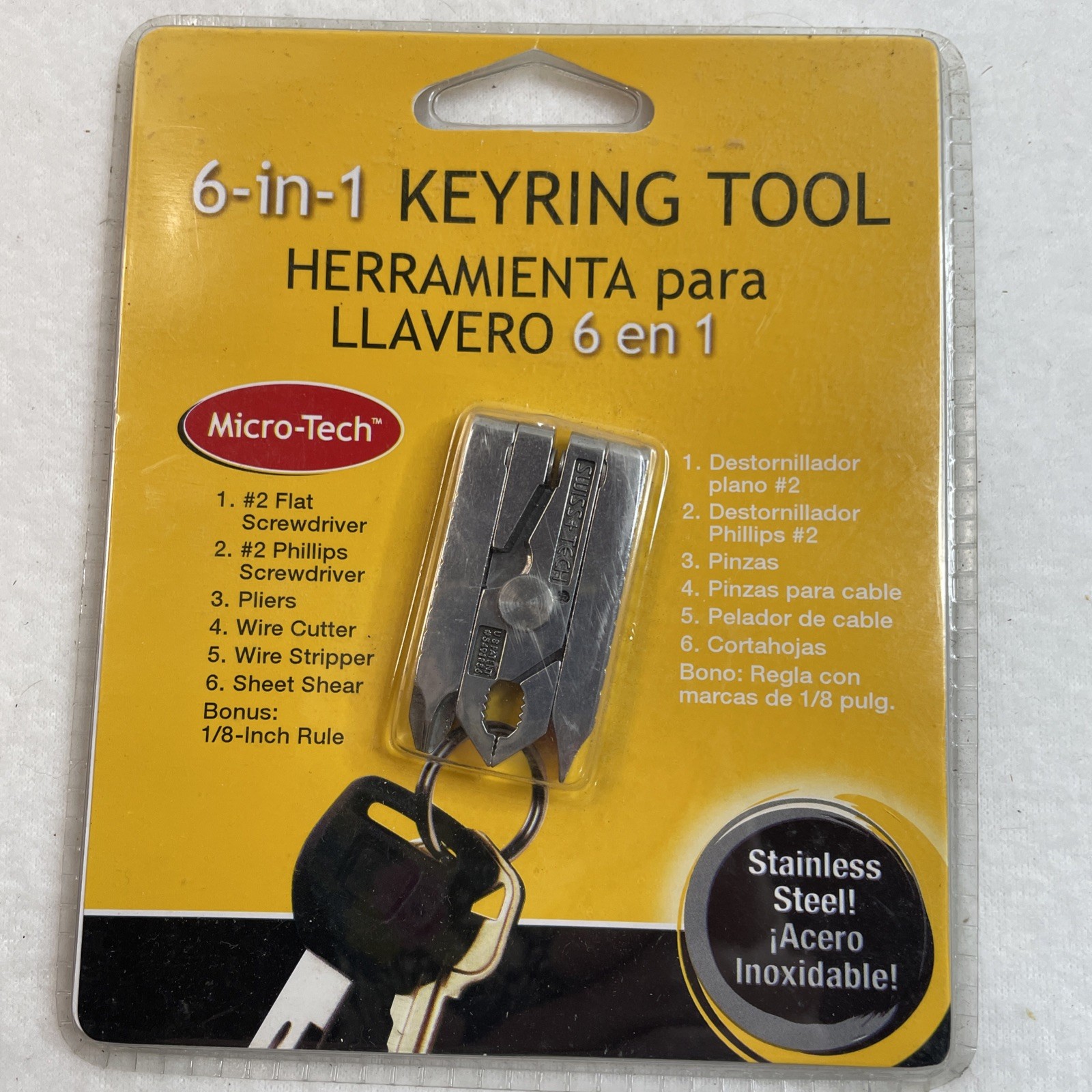Micro-tech 6-in-1 Key Chain ring Tool Swiss +Tech Screw Driver Cutter Pliers New