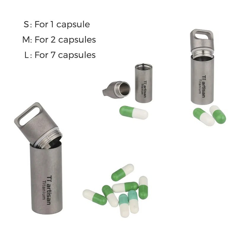 Titanium Alloy Waterproof Container Pill Box Travel Survival EDC Tool Keychain