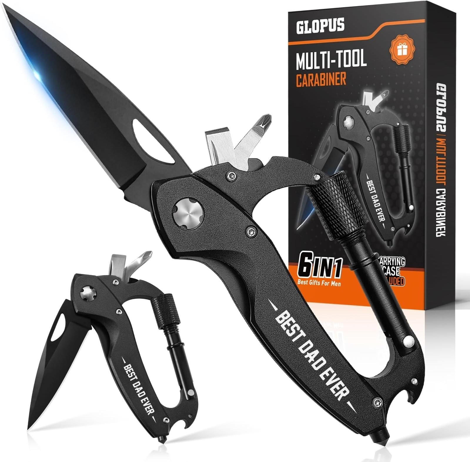 Multitool Carabiner Best Dad Ever Gift 6in1 Knife Opener Survival Gear