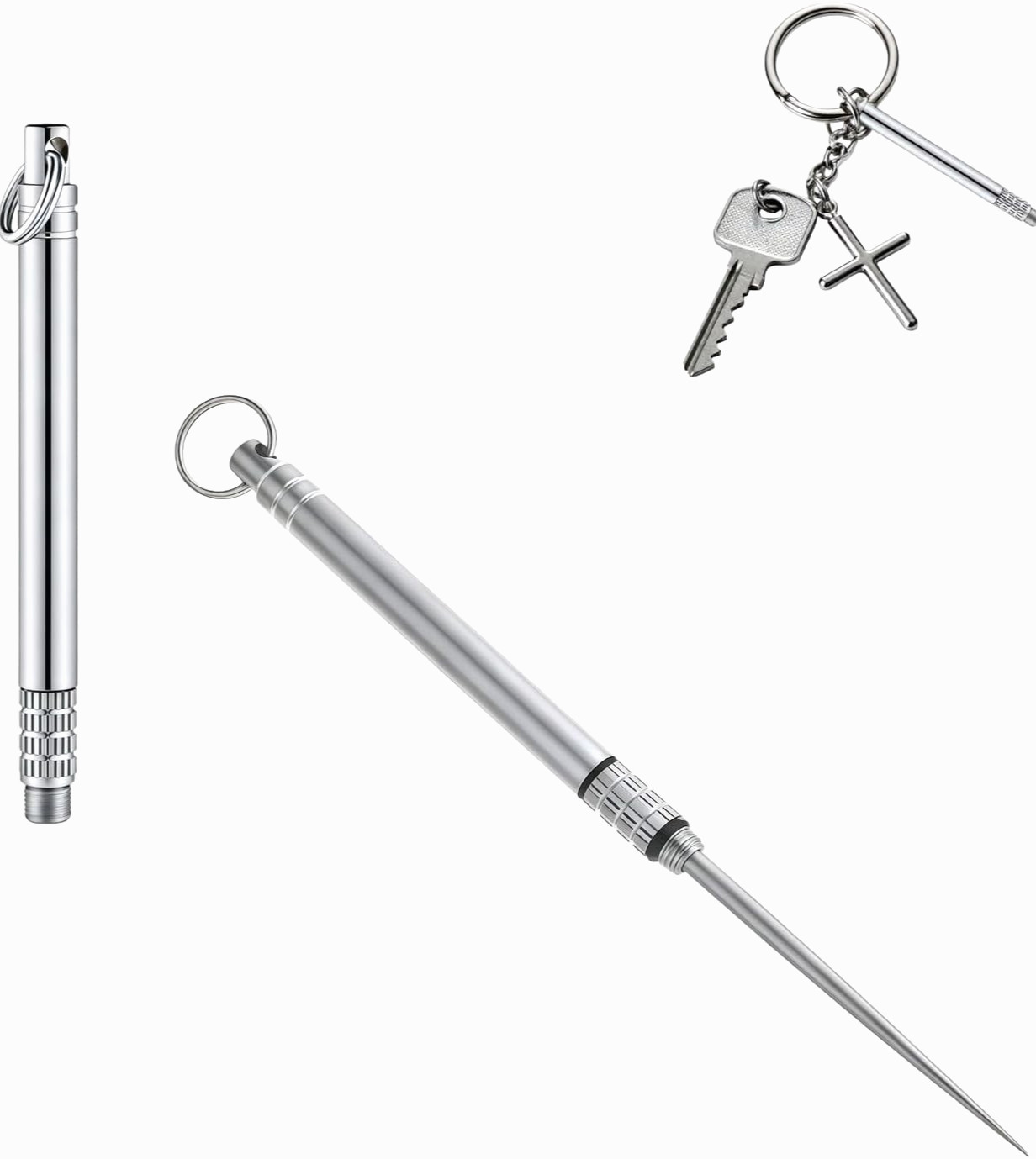 Portable Titanium Toothpick, Multi-Functional Reusable Stainless Steel Silver