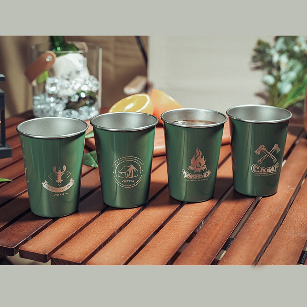 Campsite Essential 304 Stainless Steel Cups with Colorful Adventure Themes