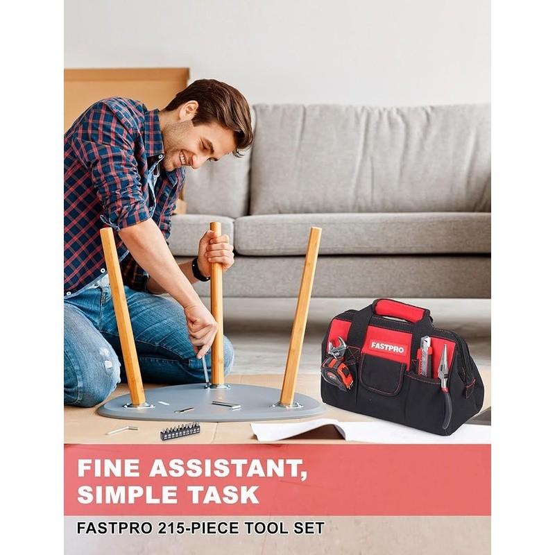 Comprehensive Hand Tool Set W/ Pliers Wrench Screwdriver Utility Knife Tool Bag