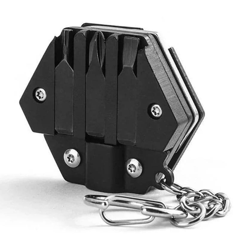 Navaja hexagonal plegable de bolsillo de acero inoxidable multifuncional (negro)