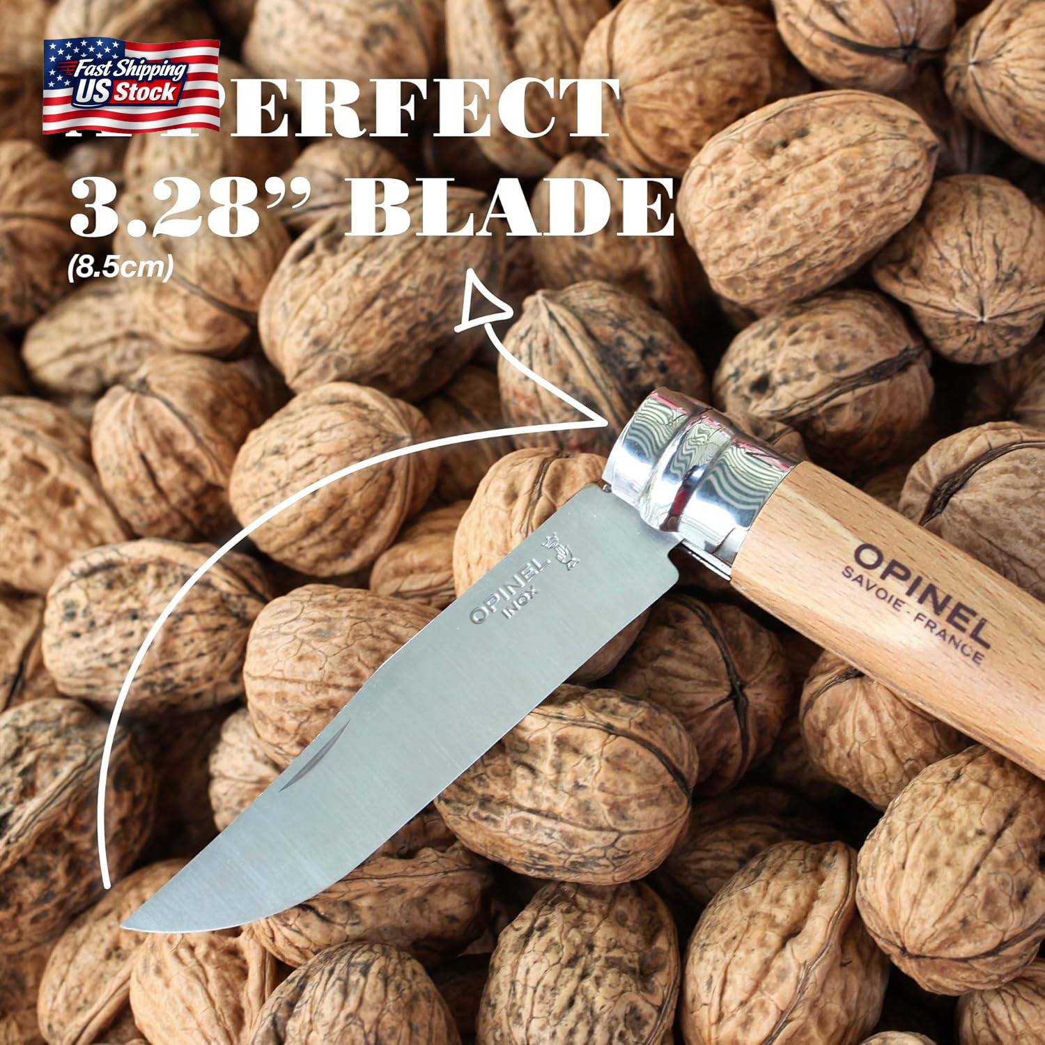 OPINEL No. 08 Stainless Steel Alpine Sheath Box Set, INOX Number 8 Stainless Ste