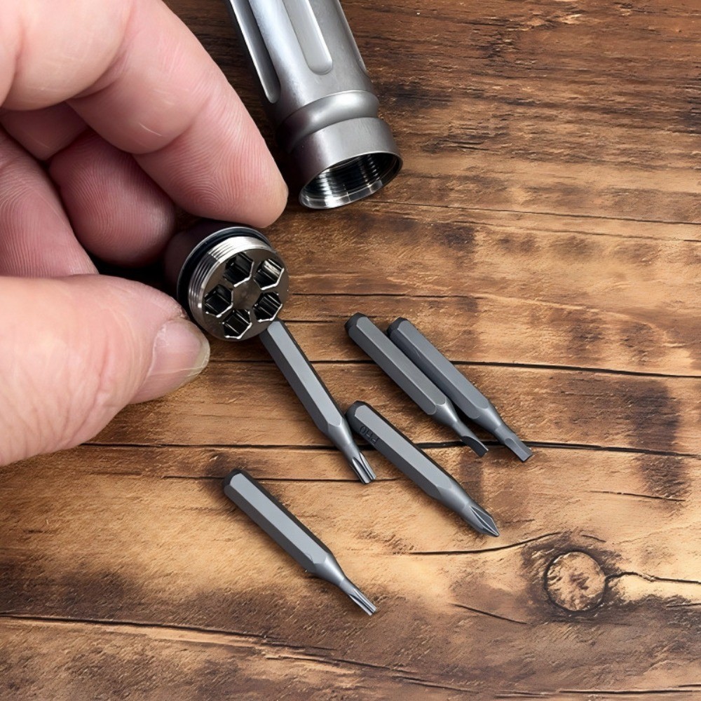Screwdriver Bit Set with Waterproof Titanium Organizer Holder Magnetic EDC Tools