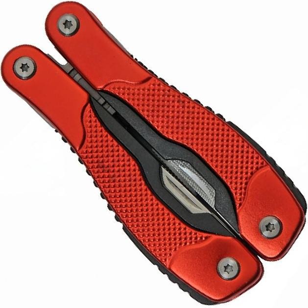 Multitool | Red 13-Tool Folding Pocket Knife 4in Closed + Black Belt Sheath