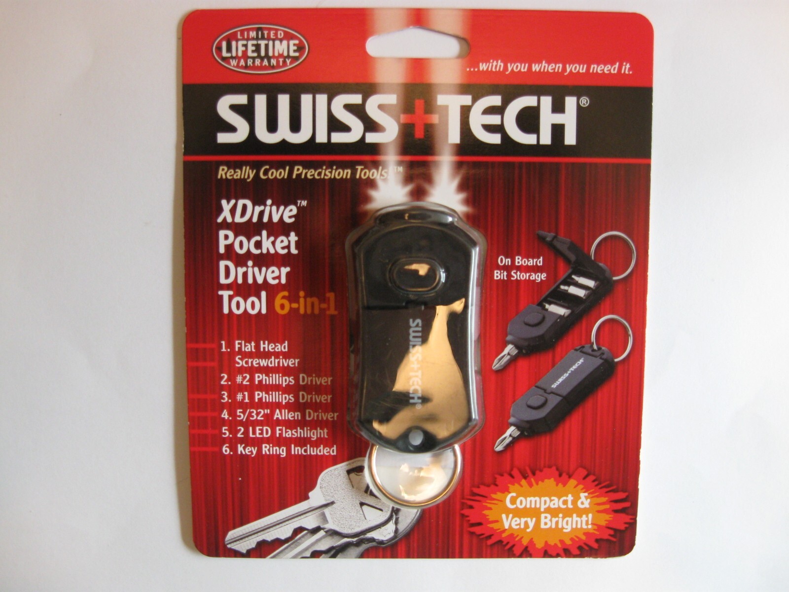 Swiss+Tech XDrive Pocket Driver 6-in-1 Tool – Key Chain – New