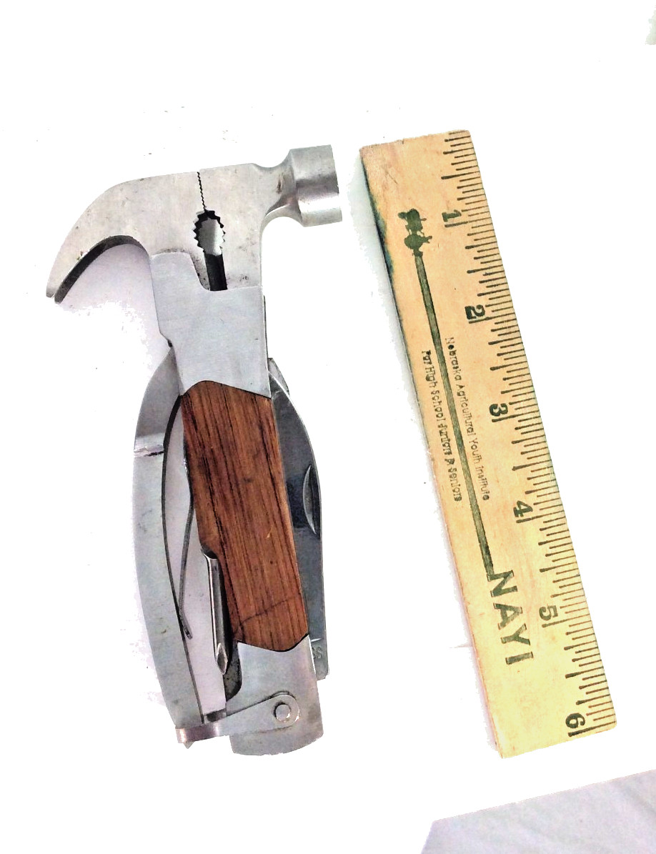 Sheffield The Hammer/pliers and Multi fold out pocket tool Stainless Steel -euc