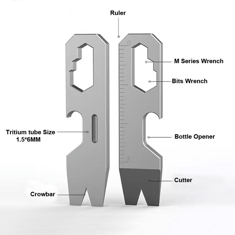 Mini Titanium Alloy Keychain Pry Bar EDC Crowbar Bottle Opener Wrench Multi Tool
