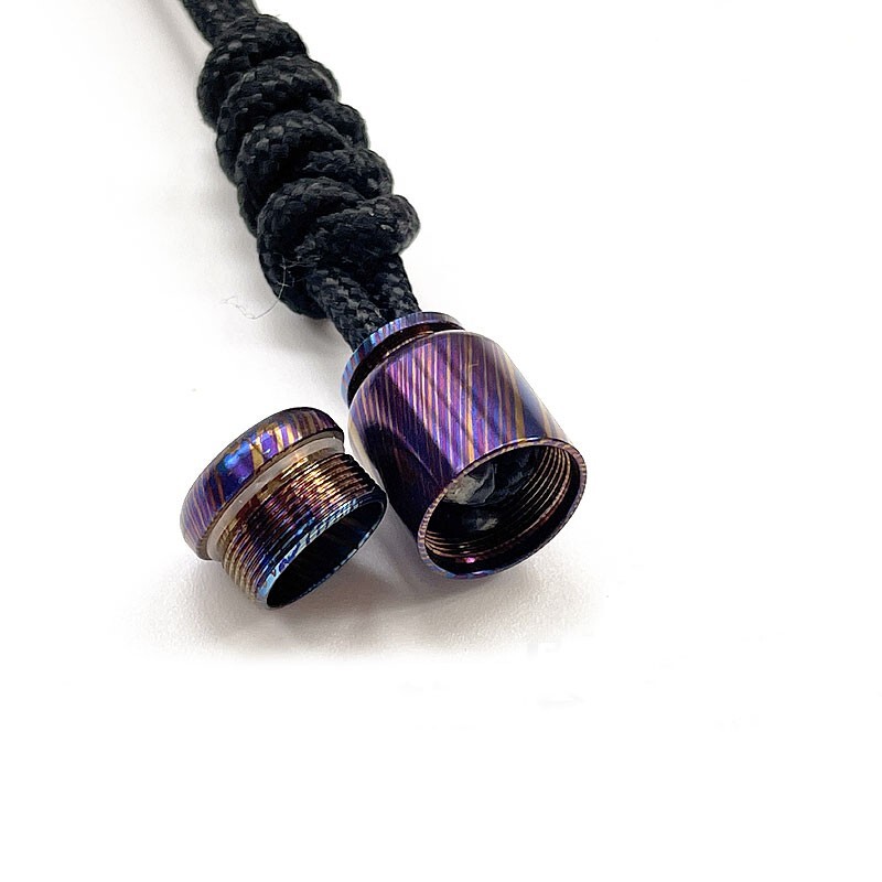 Hot Timascus Parachute Cord Knife Bead Necklace Keychain Pendant Lanyard EDC