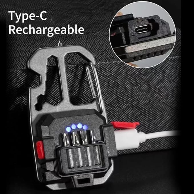 Cob Keychain Work Rechargeable Flashlight 7 Modes,Magnet Camping, Fishing,repair
