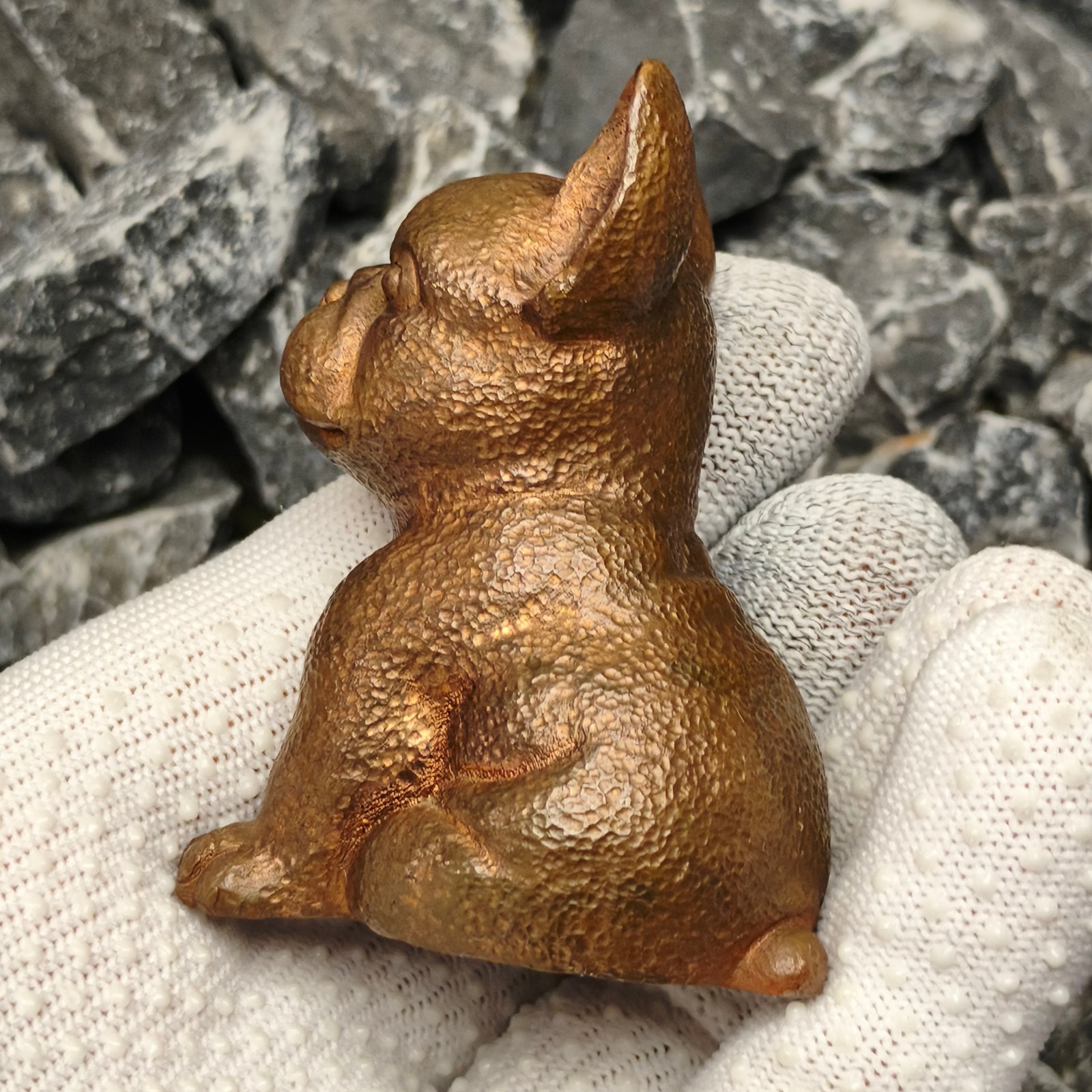 Pure copper sculpture French bulldog ornament Artwork animal statue canine dog