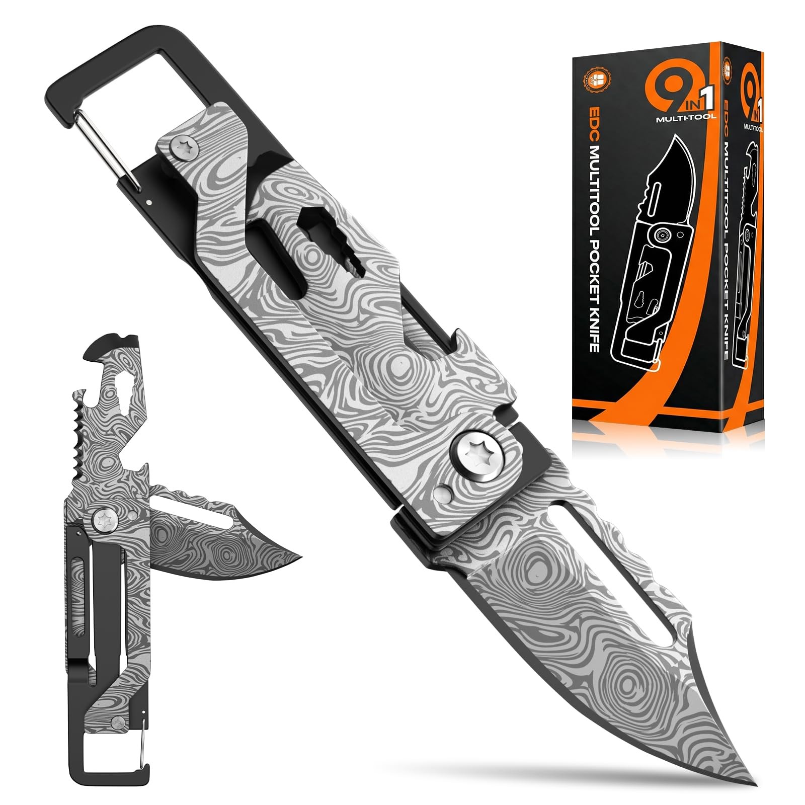 Versatile 9-in-1 Mini Multitool Knife for Camping, Hiking, Outdoor Use