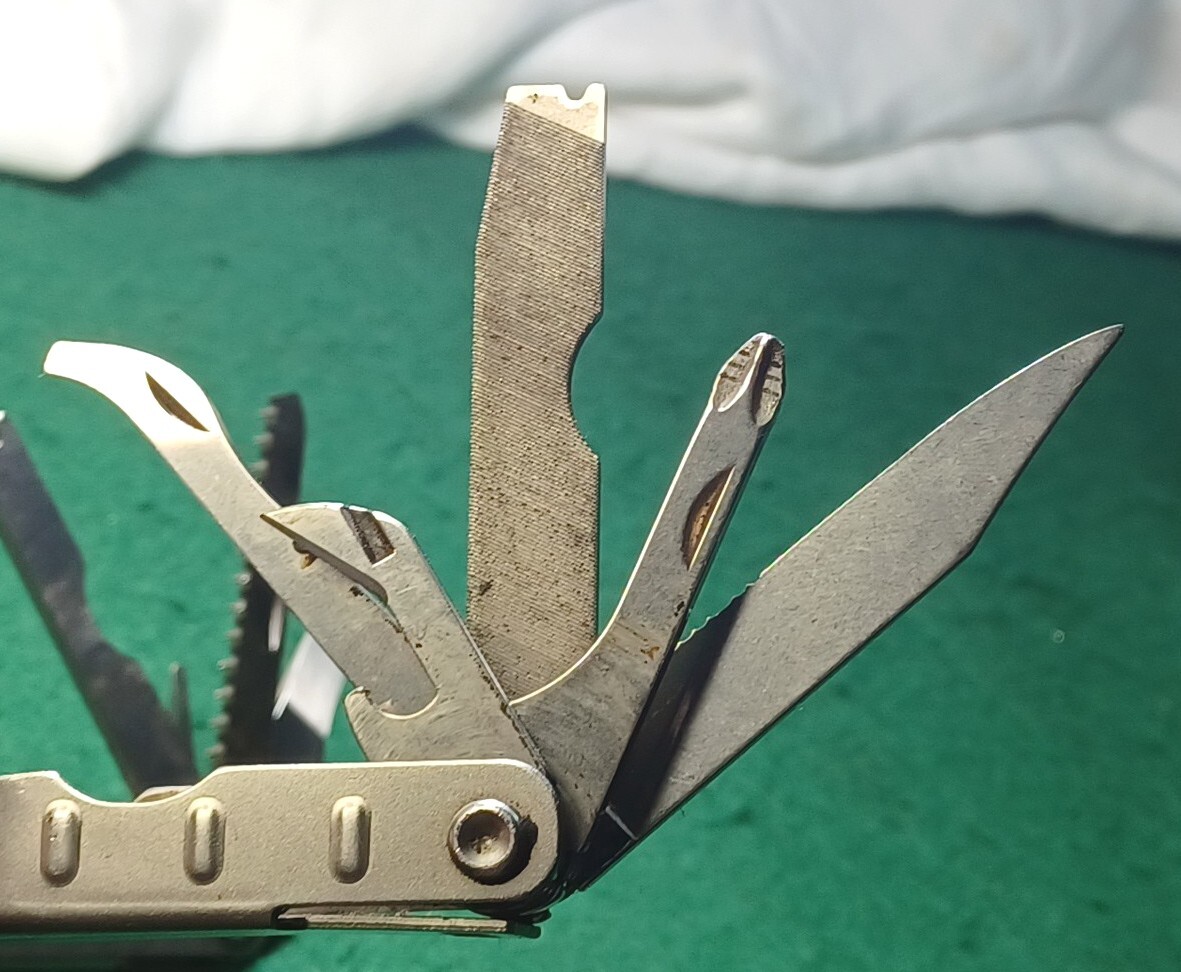 VINTAGE Schrade Tough Multi Tool W/ Original Brown Leather Sheath