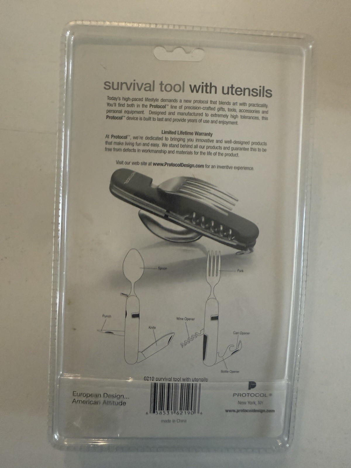 Protocol Survival Multi Tool with Utensils That Separate for Use, New Package