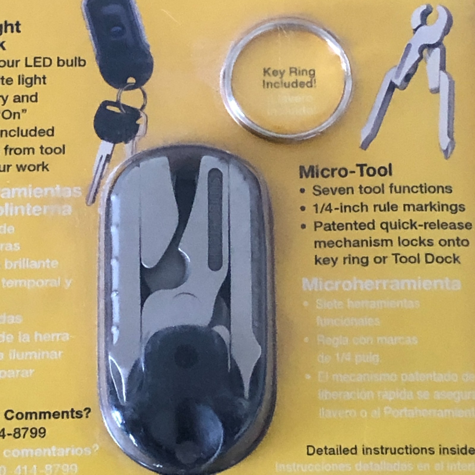 Swiss Tech Micro-Pro 9 In 1 Key Ring Tool New in Package Solid Stainless