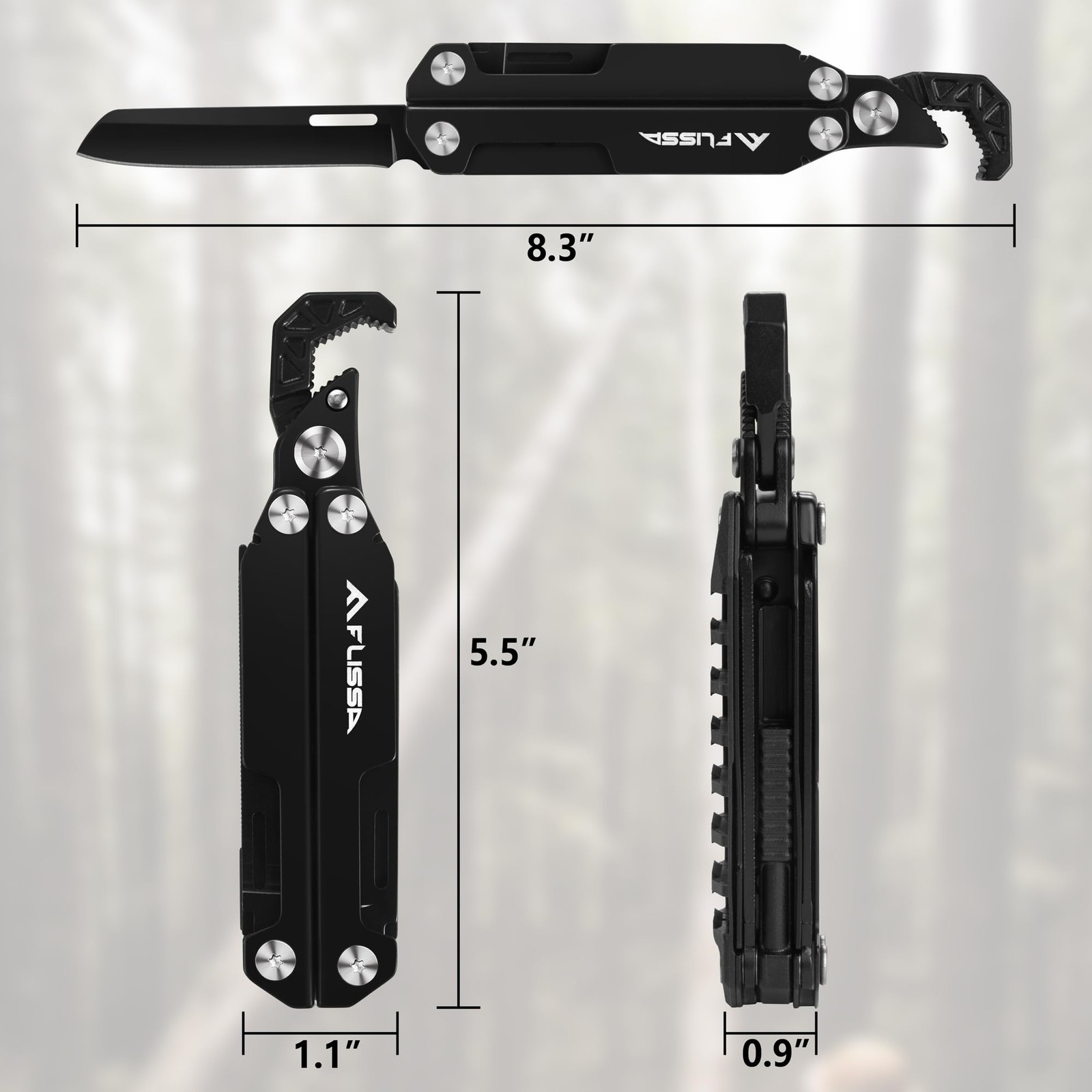 FLISSA Multitool Wrench, Gift for Men Dad, 16-IN-1 EDC Multi-tool with Self-A…