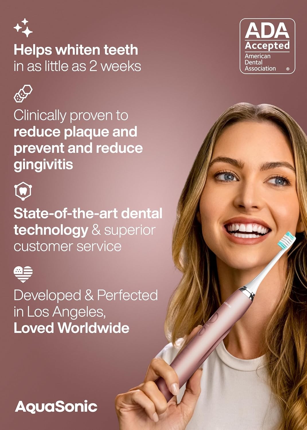 Aquasonic Vibe Series Ultra-Whitening Toothbrush – ADA Accepted Electric Tooth
