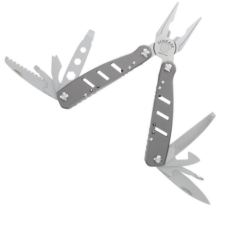 Schrade Callous Multi Tool 14 Tools And Ruler With Grey Stainless Steel Handles