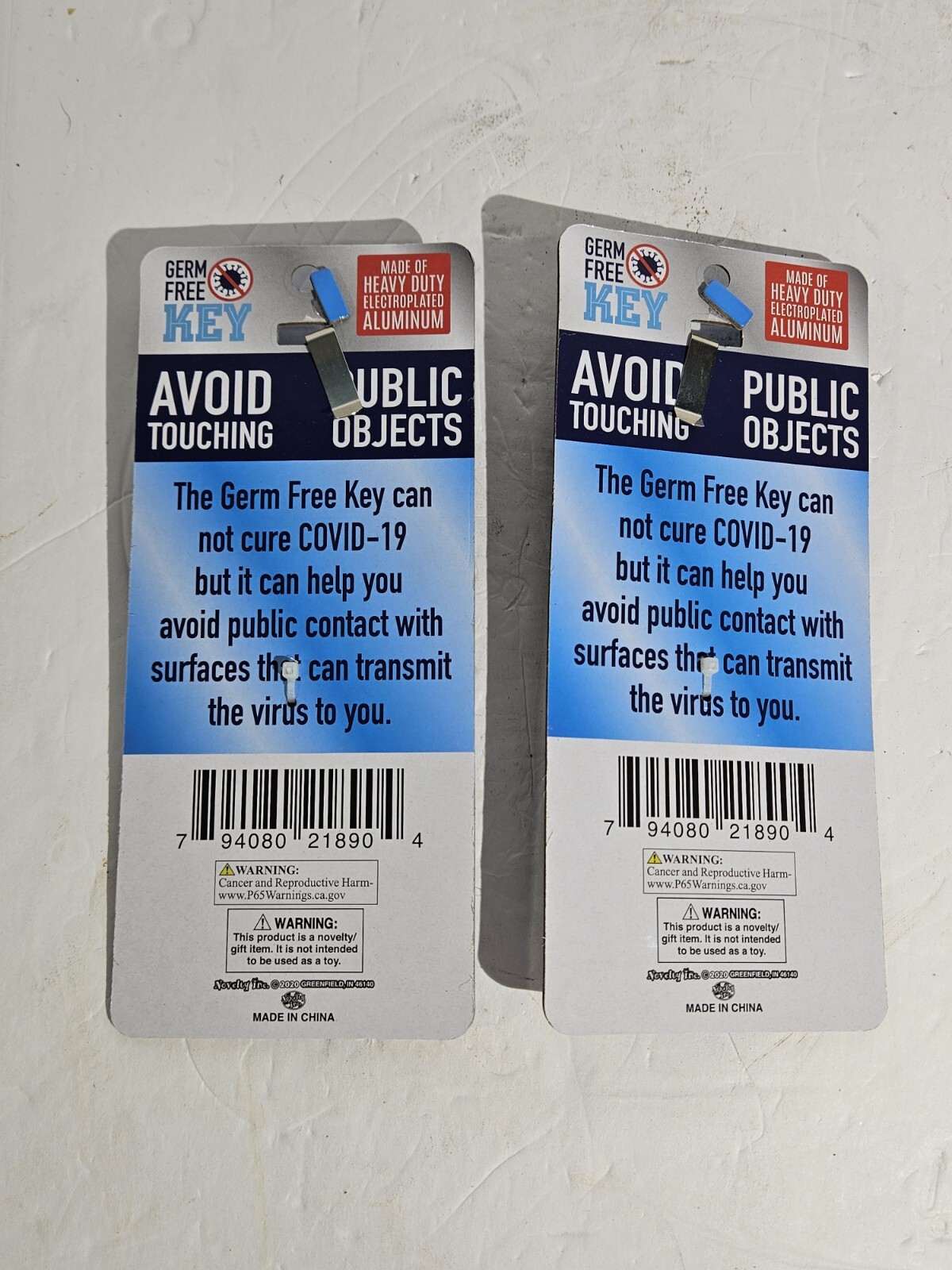 2 Pack of BLUE Retractable ALUMINUM Keychain Muti Tool Germ Free KEY MULTI TOOL