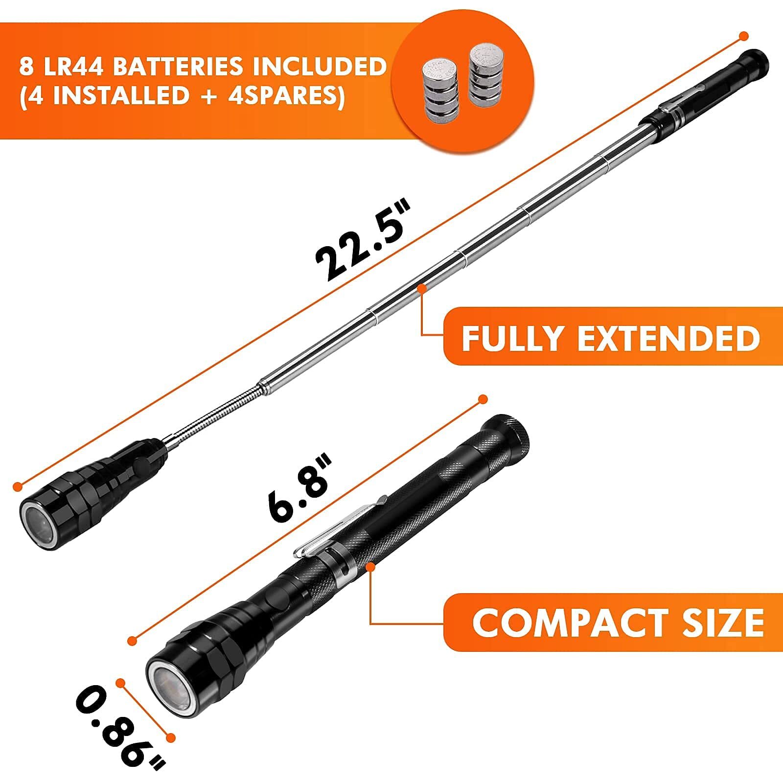 LED Magnetic Pickup Tool: Telescoping, Lighted DIYers/Handymen – Gift for Men