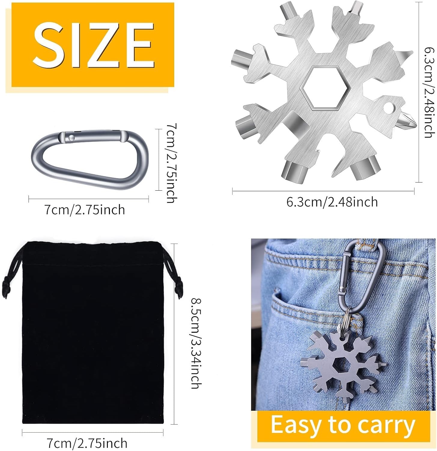 Versatile Snowflake Multi-tool 18 Functions – Ideal for Outdoors & Everyday Use