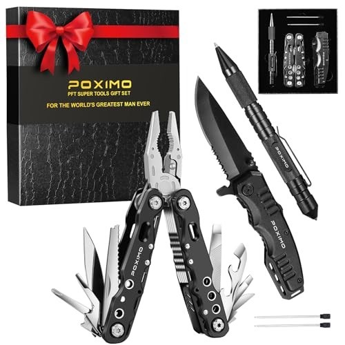 3-in-1 Multitool Gift Set for Men, 14-in-1 Survival Kit, Pocket Knife & Tactical