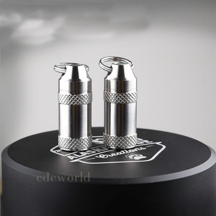 TC4 Titanium Portable Keychain Waterproof Case Sealed Container Pendant EDC Tool