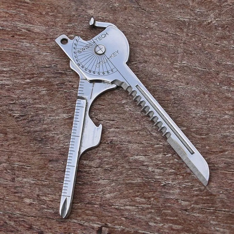 8-in-1 Multi Tool Keychain Camping Survival Folding Screwdriver Bottle Opener