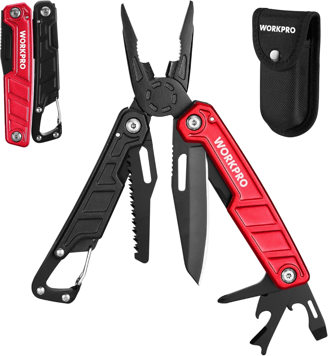 WORKPRO Multitool-11 in 1 Multitool Pliers with Pocket Clip and Sheath-EDC Multi