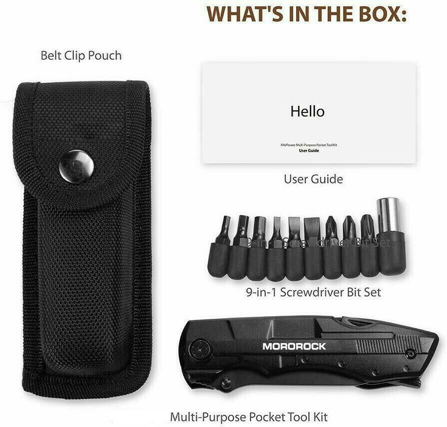 7.5″ 5-in-1 Pocket Knife Multi Purpose Multi tool Tactical Camping Folding Blade