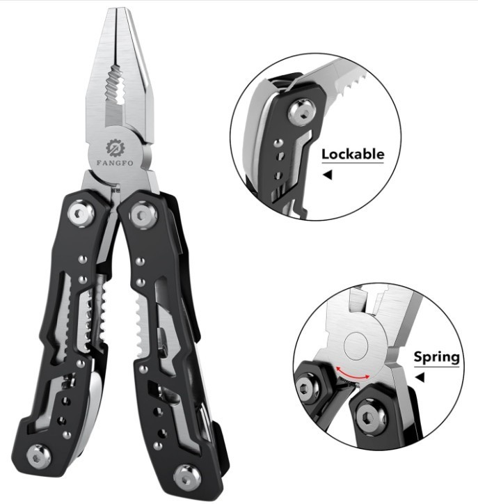14in1 Multitool Pliers Stainless Steel Pocket Knife Safety Lock Camping