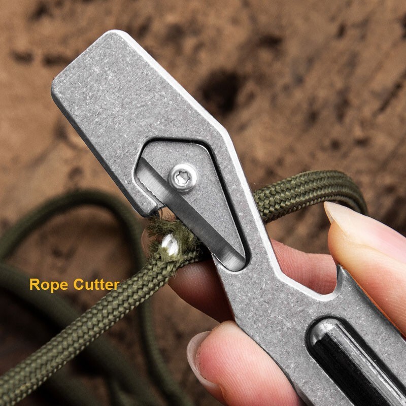 Titanium Alloy Multifunctional Pry Bar Crowbar Outdoor EDC with Strike Fire Tool