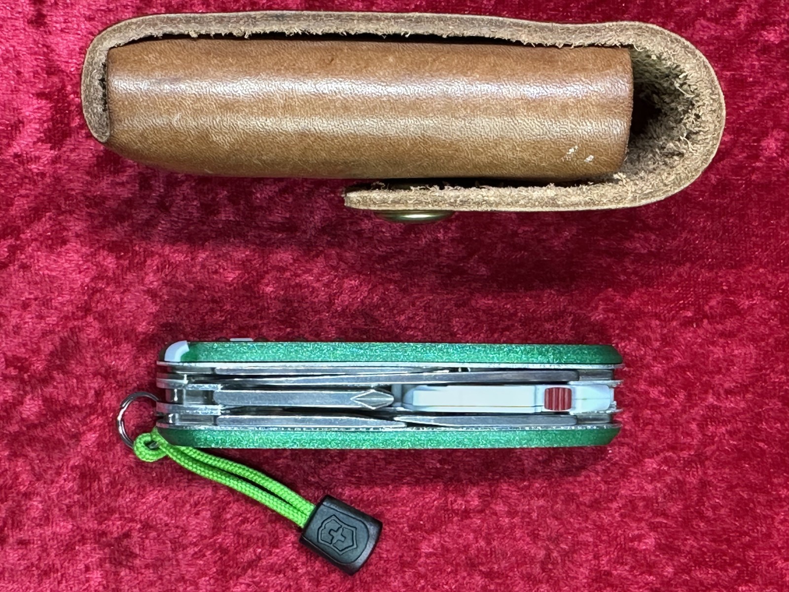Victorinox Spartan Lite Green 3D Printed Scales Swiss Army Knife w/Sheath (664)