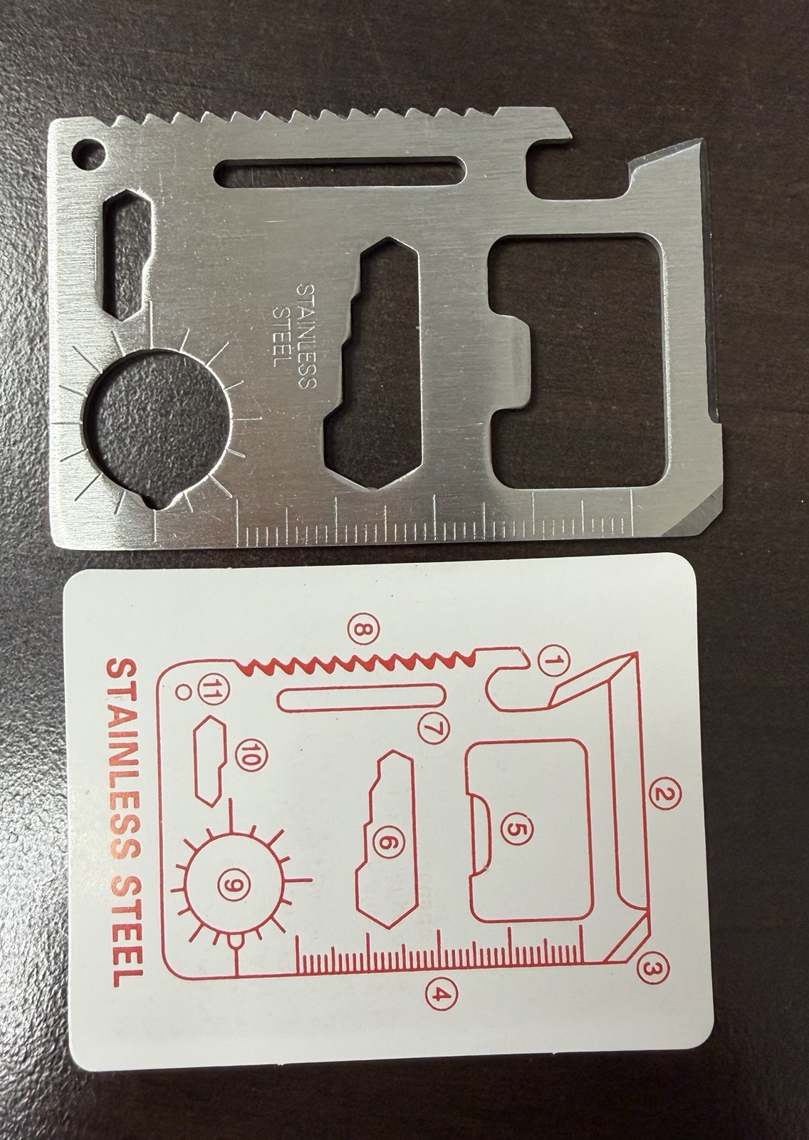 Emergency Survival Wallet Tool Gift Set Stainless Steel Camping EDC Prepper Kit