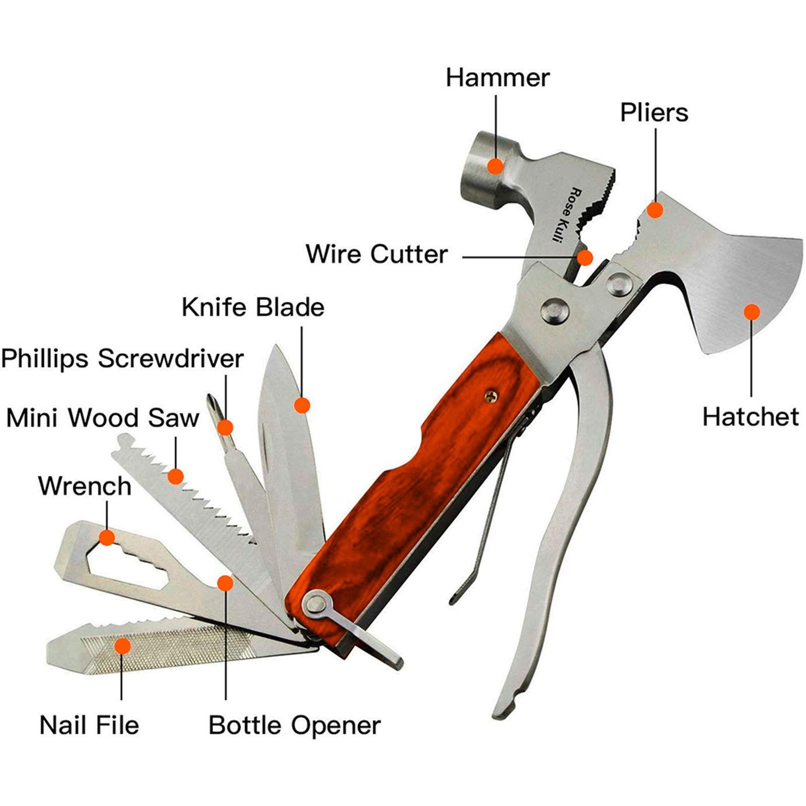 18-in-1 Multitool: Axe, Hammer, Knife – Survival Gear for Men, Dad, Husband