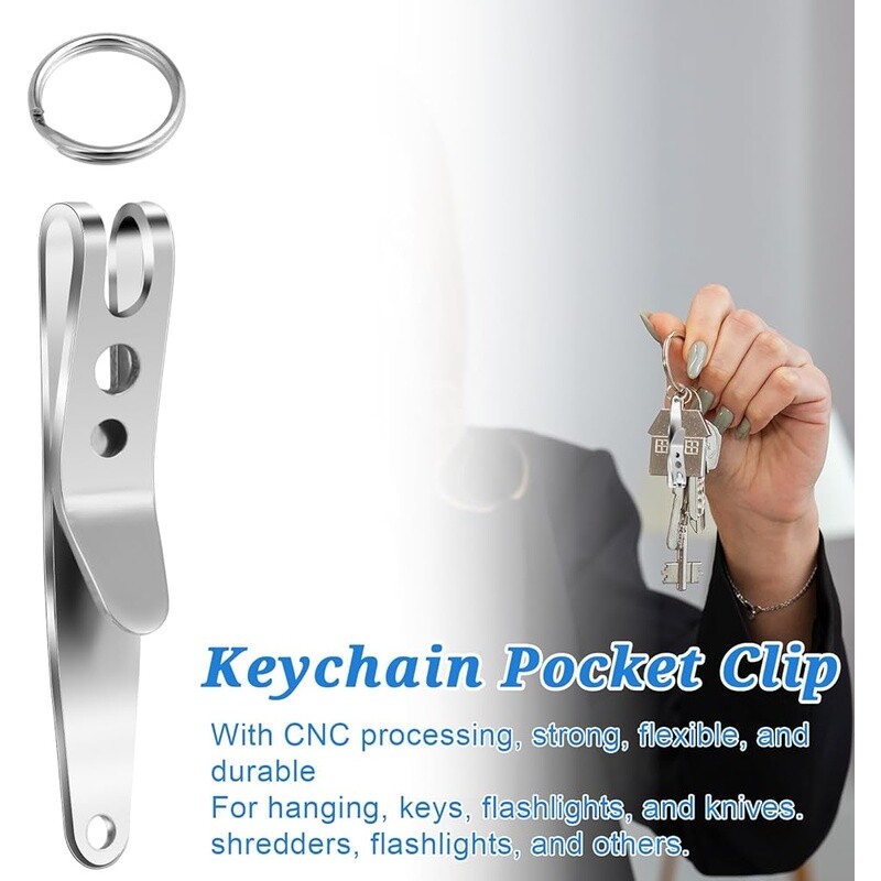 5 Pack Heavy Duty Stainless Steel Pocket Clip Keychain Multi-purpose Tool Clips