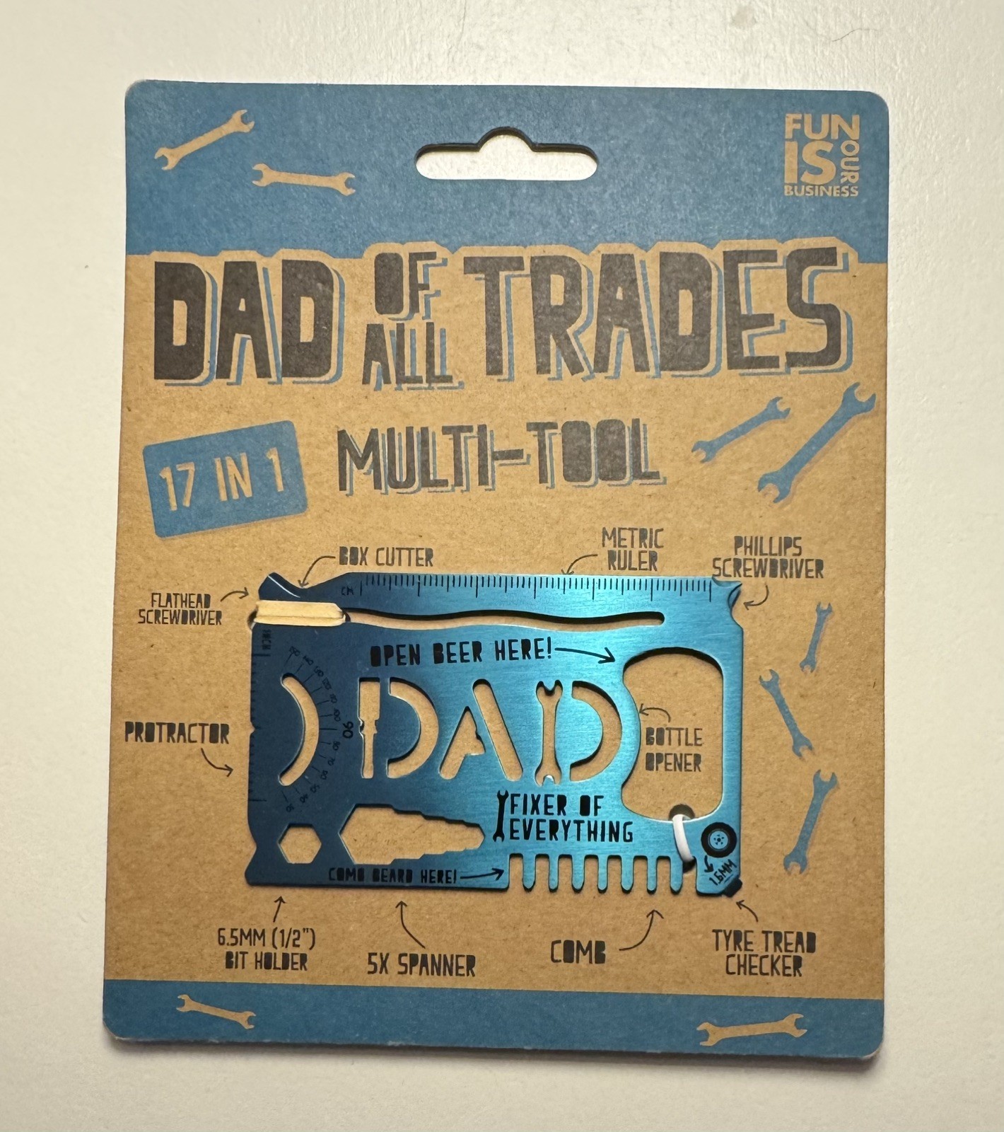 Dad of All Trades 17 IN 1 Multi-Tool, NEW, Multi Tool Wallet Card Sized
