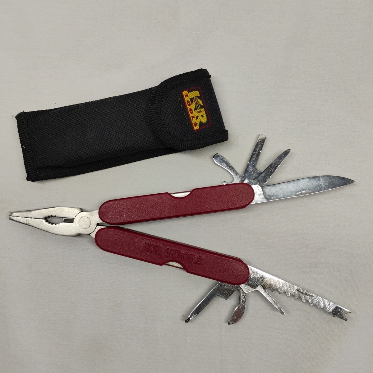 KR Tools Multitool W/Belt Pouch Case Pliers Knife Ruler & More Complete Hunting