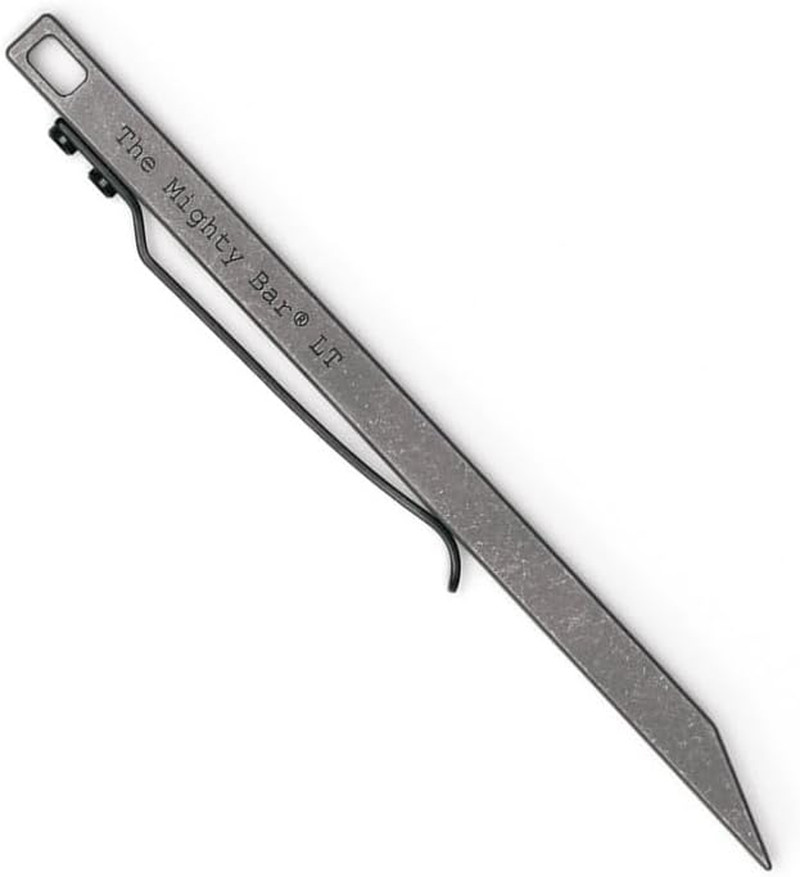 The Mighty Bar LT Long Titanium Edition Pry Tool Stainless Steel Pocket Clip EDC