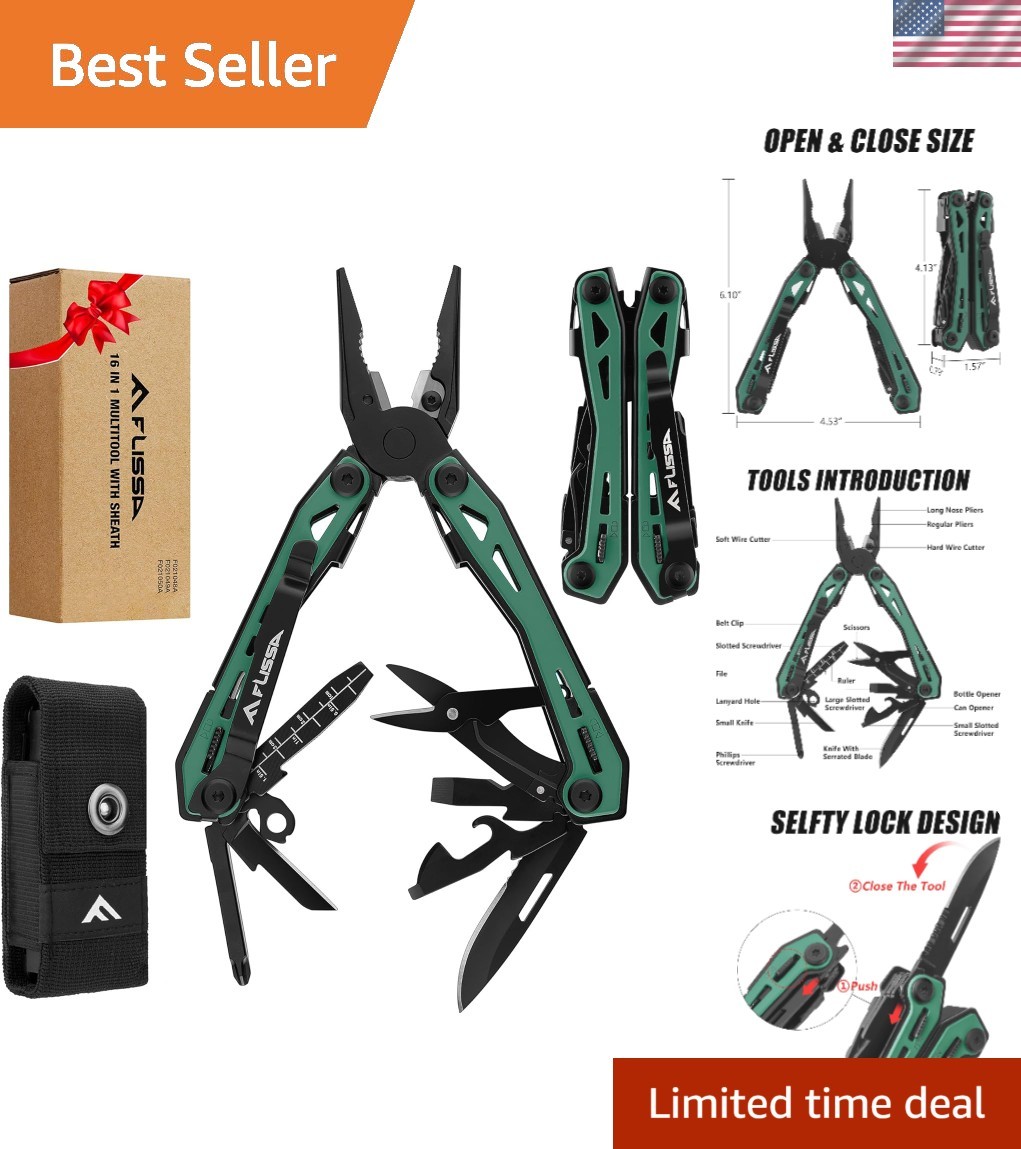 FLISSA 16-in-1 Multi Tool Pliers Stainless Steel Multitool Pocket Knife – Sel…